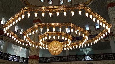 Süleymaniye Model Cami Avizesi 8 metre modern tasarım cami avizeleri
